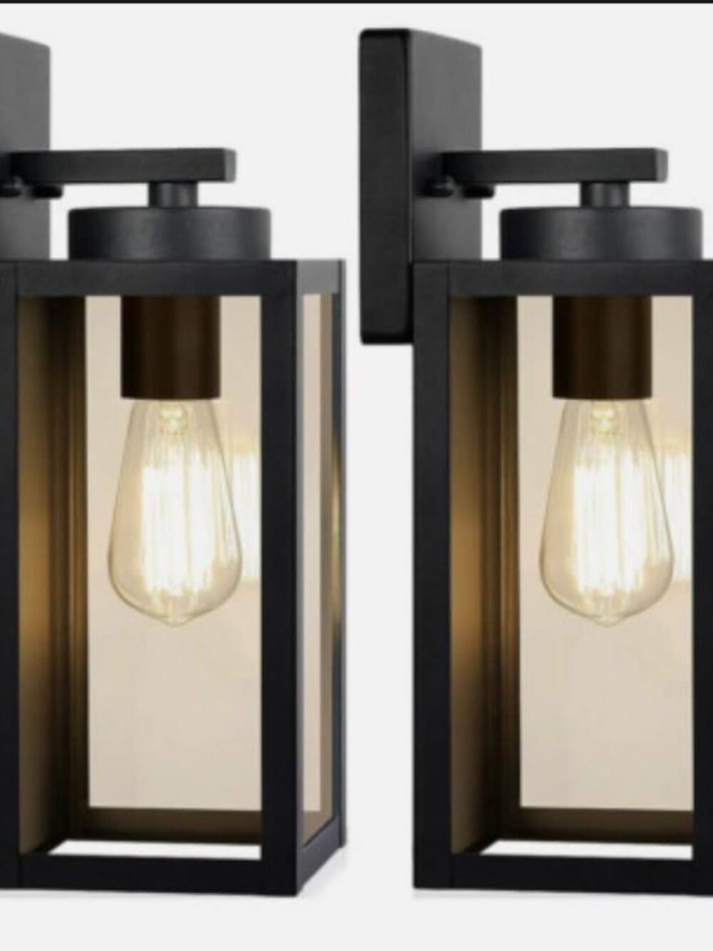 NWT Home Depot Matte Black Outdoor Wall Light Fixture Sconces -- Set of 2
